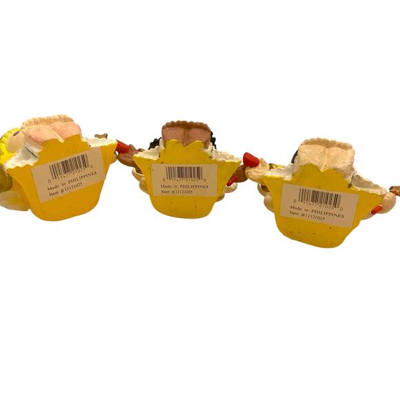 Vintage Hand Painted Little Girl Angels (Set of 3) 4" Tall Christmas Ornaments - Picture 11 of 15